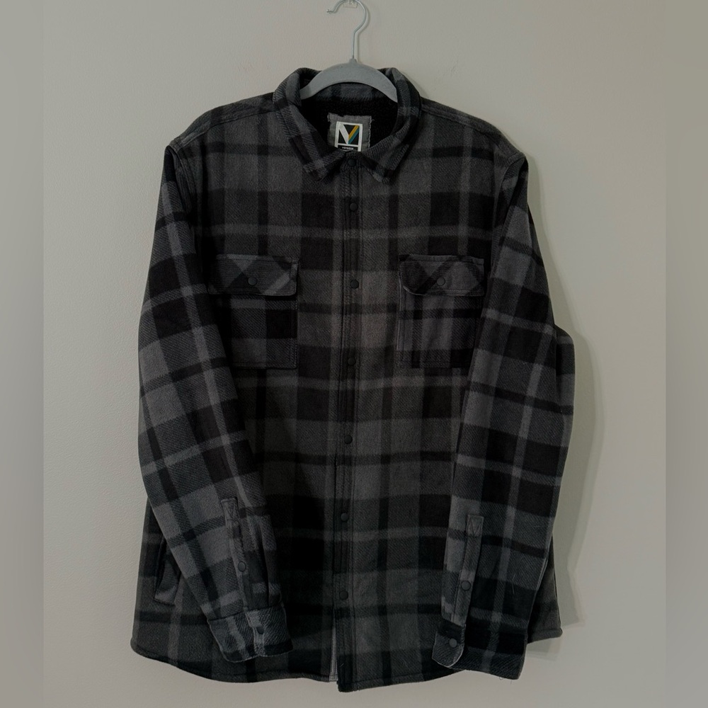 Men's Voyager Dark Charcoal Sherpa Lined Polar Fleece Jacket~NWT